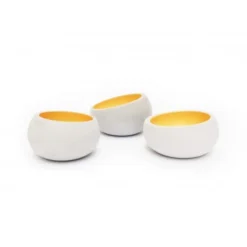Gone's Bougeoirs Lot De 3 Photophores En Béton Cream Gold