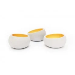 Gone's Bougeoirs Lot De 3 Photophores En Béton Cream Gold -Bougeoirs Soldes Magasin lot de 3 photophores en beton cream gold 5