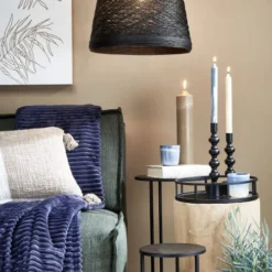 Mica Decorations Lot De 4 Bougies Longue En Stéarine Bleues Et Beiges -Bougeoirs Soldes Magasin lot de 4 bougies longue en stearine bleues et beiges 1