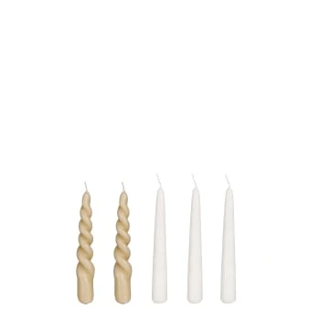 Mica Decorations Lot De 5 Bougies Brun Foncé Et Crème 6 Mica Decorations Lot De 5 Bougies Brun Foncé Et Crème – Image 4