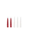 Mica Decorations Lot De 5 Bougies Rouge Et Crème 1 Mica Decorations Lot De 5 Bougies Rouge Et Crème -Bougeoirs Soldes Magasin lot de 5 bougies rouge et creme