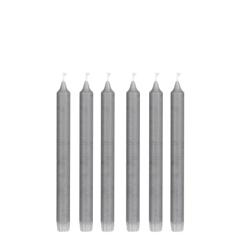 Mica Decorations Lot De 6 Bougies Longue En Stéarine Grises 3 Mica Decorations Lot De 6 Bougies Longue En Stéarine Grises