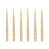 Mica Decorations Lot De 6 Bougies Longue Torsadées Brun Clair -Bougeoirs Soldes Magasin lot de 6 bougies longue torsadees brun clair
