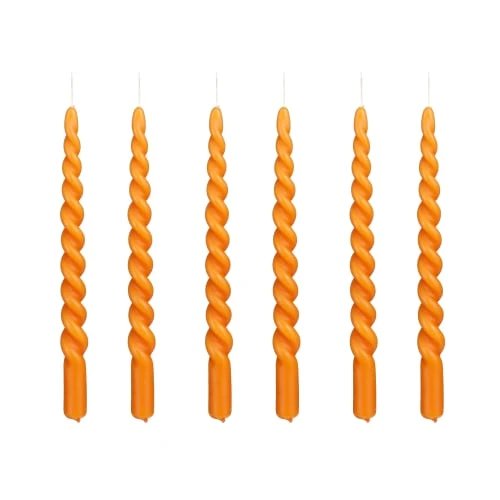 Mica Decorations Lot De 6 Bougies Longue Torsadées Oranges 3 Mica Decorations Lot De 6 Bougies Longue Torsadées Oranges