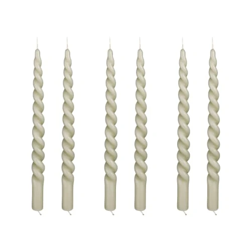 Mica Decorations Lot De 6 Bougies Longue Torsadées Vert Clair 3 Mica Decorations Lot De 6 Bougies Longue Torsadées Vert Clair