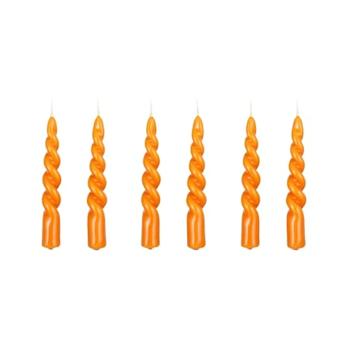 Mica Decorations Lot De 6 Bougies Torsadées Orange Brillant 3 Mica Decorations Lot De 6 Bougies Torsadées Orange Brillant