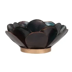 Maisons Du Monde Bougeoirs Lumignon Fleur En Nacre, Métal Bleu Et Doré Mat - Lot De 2