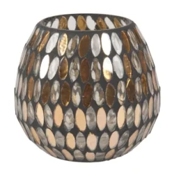 Maisons Du Monde Décorations à Poser De Noël Lumignon Mosaïque En Verre Ambré