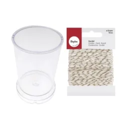 Youdoit Bougies Moule à Bougie Plastique Cylindre H 7,5 Cm + Ficelle Dorée & Blanche