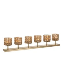 LANADECO Bougeoirs Photophore 6 Cristaux Or L61cm -Bougeoirs Soldes Magasin photophore 6 cristaux or l61cm 1