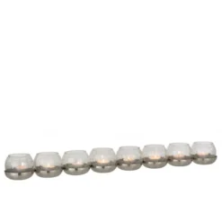LANADECO Bougeoirs Photophore 8 Boules Craquelé Verre/acier Inoxydable Argent -Bougeoirs Soldes Magasin photophore 8 boules craquele verre acier inoxydable argent 2