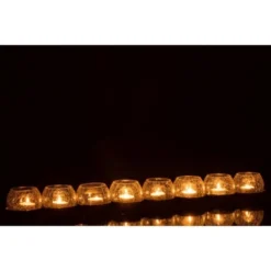 LANADECO Bougeoirs Photophore 8 Boules Craquelé Verre/acier Inoxydable Argent -Bougeoirs Soldes Magasin photophore 8 boules craquele verre acier inoxydable argent 3