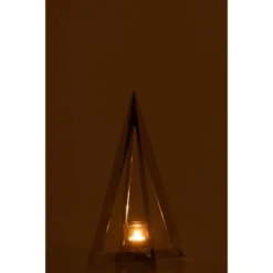 LANADECO Bougeoirs Photophore Acier Inoxydable Verre Argent H40cm -Bougeoirs Soldes Magasin photophore acier inoxydable verre argent h40cm 1