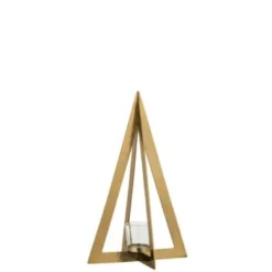 LANADECO Bougeoirs Photophore Acier Inoxydable Verre Argent H40cm -Bougeoirs Soldes Magasin photophore acier inoxydable verre or h40cm