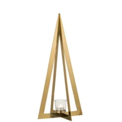 LANADECO Bougeoirs Photophore Acier Inoxydable Verre Or H55cm -Bougeoirs Soldes Magasin photophore acier inoxydable verre or h55cm 2