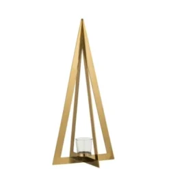 LANADECO Bougeoirs Photophore Acier Inoxydable Verre Or H55cm -Bougeoirs Soldes Magasin photophore acier inoxydable verre or h55cm 4