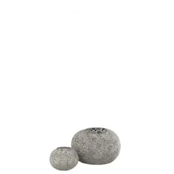 LANADECO Bougeoirs Photophore Ajouré Métal Gris H16cm -Bougeoirs Soldes Magasin photophore ajoure metal gris h16cm 3