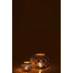 LANADECO Bougeoirs Photophore Ajouré Métal Gris H16cm -Bougeoirs Soldes Magasin photophore ajoure metal gris h16cm 5