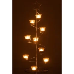 LANADECO Bougeoirs PHOTOPHORE ARBRE SPIRALE METAL / VERRE ARGENT 70 Cm -Bougeoirs Soldes Magasin photophore arbre spirale metal verre argent 70 cm 2
