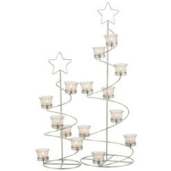LANADECO Bougeoirs PHOTOPHORE ARBRE SPIRALE METAL / VERRE ARGENT 70 Cm -Bougeoirs Soldes Magasin photophore arbre spirale metal verre argent 70 cm 4
