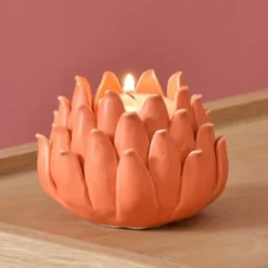 Becquet Bougeoirs Photophore En Céramique Orange -Bougeoirs Soldes Magasin photophore en ceramique orange 1