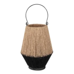 Maisons Du Monde Bougeoirs Photophore En Corde, Verre Et Métal Beige Et Noir