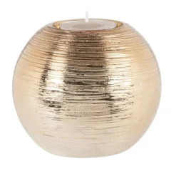 Bougeoirs Soldes Magasin 40 Maisons Du Monde Décorations à Poser De Noël Photophore En Dolomite Dorée - Lot De 2