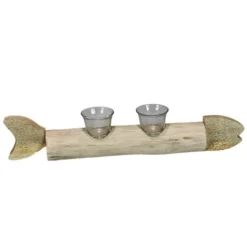 Sensei Maison Bougeoirs Photophore En Forme Poisson Naturel 46x7x9 Cm