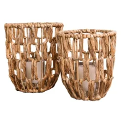 Sensei Maison Bougeoirs Photophore En Jacinthe D'eau Naturel 20X20X23 Cm -Bougeoirs Soldes Magasin photophore en jacinthe d eau naturel 20x20x23 cm 3