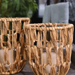 Sensei Maison Bougeoirs Photophore En Jacinthe D'eau Naturel 23X23X26 Cm -Bougeoirs Soldes Magasin photophore en jacinthe d eau naturel 23x23x26 cm 2