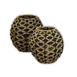 Sensei Maison Bougeoirs Photophore En Jonc De Mer Naturel/noir 23X23X23 Cm -Bougeoirs Soldes Magasin photophore en jonc de mer naturel noir 23x23x23 cm 4