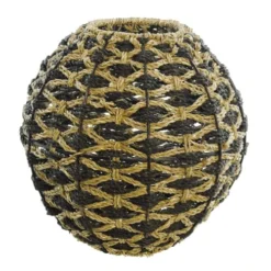 Sensei Maison Bougeoirs Photophore En Jonc De Mer Naturel/noir 26X26X26 Cm