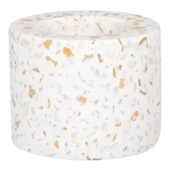 Maisons Du Monde Bougeoirs Photophore En Résine Et Pierre Blanche Et Dorée