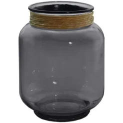 Sensei Maison Bougeoirs Photophore En Verre Recyclé Anthracite 25 Cm