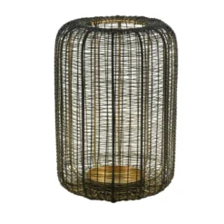 Aubry Gaspard Bougeoirs Photophore Fil De Métal Noir Doré H 32cm