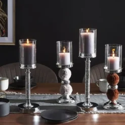 Beliani Bougeoirs Photophore Fourrure Marron H38cm -Bougeoirs Soldes Magasin photophore fourrure marron h38cm 1