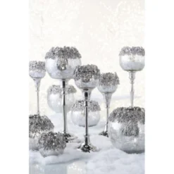 LANADECO Bougeoirs Photophore Métal/verre Argent H13cm -Bougeoirs Soldes Magasin photophore metal verre argent h13cm 3