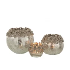 LANADECO Bougeoirs Photophore Métal/verre Argent H16cm -Bougeoirs Soldes Magasin photophore metal verre argent h16cm 4