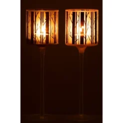 LANADECO Bougeoirs Photophore Pied Verre Marron Large - Lot De 2 -Bougeoirs Soldes Magasin photophore pied verre marron large lot de 2 2