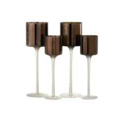 LANADECO Bougeoirs Photophore Pied Verre Marron Large - Lot De 2 -Bougeoirs Soldes Magasin photophore pied verre marron large lot de 2 3