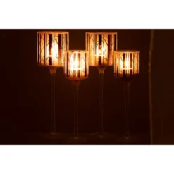 LANADECO Bougeoirs Photophore Pied Verre Marron Large - Lot De 2 -Bougeoirs Soldes Magasin photophore pied verre marron large lot de 2 5