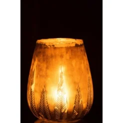 LANADECO Bougeoirs Photophore Rond Verre Argent H31cm -Bougeoirs Soldes Magasin photophore rond verre argent h31cm 2