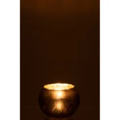 LANADECO Bougeoirs Photophore Rond Verre Gris/bleu H10cm -Bougeoirs Soldes Magasin photophore rond verre gris bleu h10cm 2