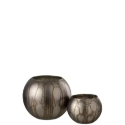 LANADECO Bougeoirs Photophore Rond Verre Gris/bleu H16,5cm -Bougeoirs Soldes Magasin photophore rond verre gris bleu h16 5cm 3