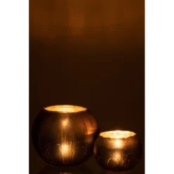 LANADECO Bougeoirs Photophore Rond Verre Gris/bleu H16,5cm -Bougeoirs Soldes Magasin photophore rond verre gris bleu h16 5cm 5