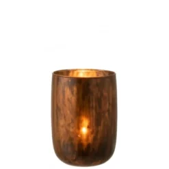 LANADECO Bougeoirs Photophore Rond Verre Marron H25,5cm -Bougeoirs Soldes Magasin photophore rond verre marron h25 5cm 1