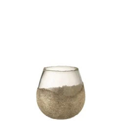 LANADECO Bougeoirs Photophore Rond Verre Or H18cm