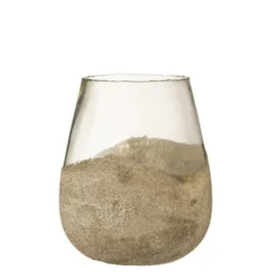 LANADECO Bougeoirs Photophore Rond Verre Or H31cm