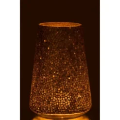 LANADECO Bougeoirs Photophore Verre Blanc/argent H30cm -Bougeoirs Soldes Magasin photophore verre blanc argent h30cm 1