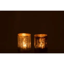 LANADECO Bougeoirs Photophore Verre Bleu H11,5cm - Lot De 2 -Bougeoirs Soldes Magasin photophore verre bleu h11 5cm lot de 2 2